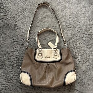 Coach Two-Tone Leather Shoulder Bag